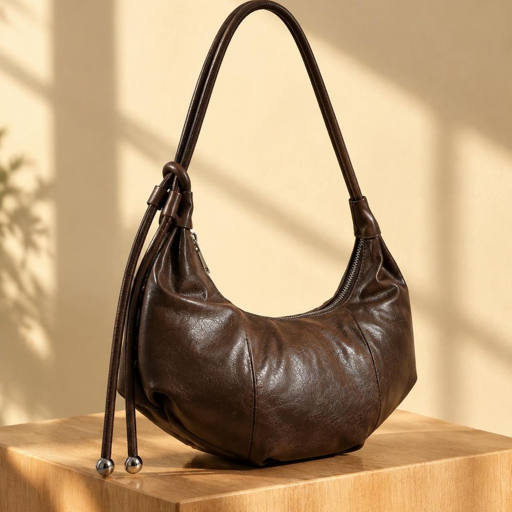 Leather Crescent Shoulder Bag handbag by Feel N Flow