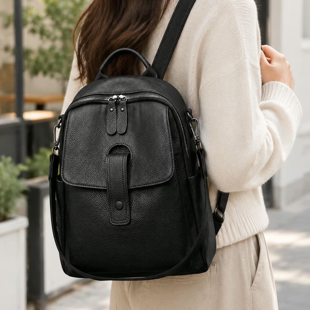 Pebbled Leather Backpack alternate view