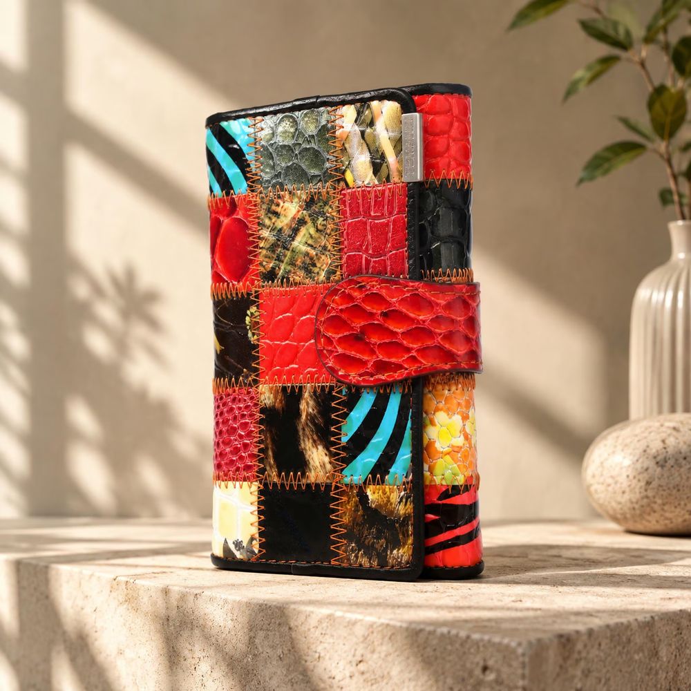 Patchwork Leather Long Wallet handbag by Feel N Flow